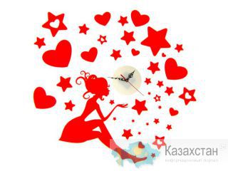 Часы - наклейки на стену Фея красная 46317 Алматы и Алматинская область