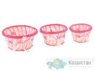 Комплект корзинок декоративные Красные с бантом 46321 Алматы и Алматинская область