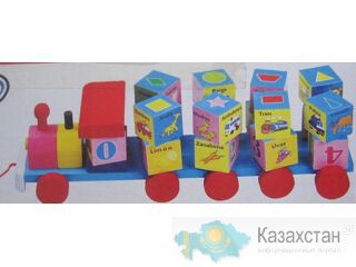 Деревянный развивающий паровозик каталка 46162-1 Алматы и Алматинская область