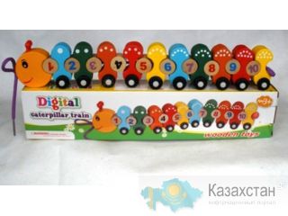 Деревянная шнуровка гусеничка с цифрами код 46254 Алматы и Алматинская область