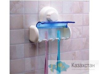 Держатель для 5 зубных щеток на вакуумной присоске в ванную 43184. Алматы и Алматинская область