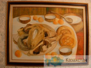 Картина  холст  масло   Курмангазы Акашев  «Натюрморт»  подлинник Уральск
