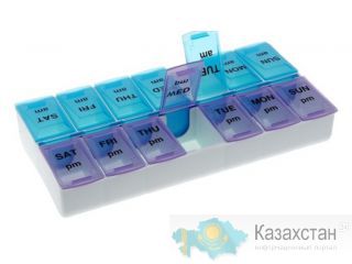 Таблетница контейнер на неделю утро-вечер два приема 46355 Алматы и Алматинская область