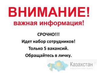 Новый проект "Экспресс-карьера через интернет", открытой совместно с международной Шведской компанией. Алматы