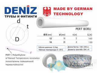 ТЕПЛЫЕ ПОЛЫ DENIZ- PERT BORU Алматы и Алматинская область