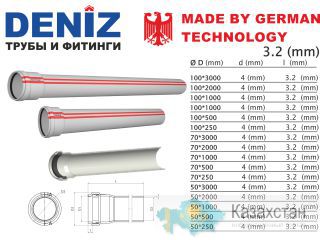 Труба Канализационная 3.2 (mm)-DENIZ Алматы и Алматинская область