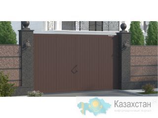 Уличные распашные ворота в алюминиевой раме с заполнением сэндвич панелями SWG-A Актобе