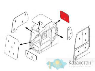 Стекло кабины заднее (триплекс) 71N6-02750  Hyundai R140-R500 серия 7 и 7A Алматы и Алматинская область