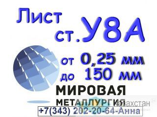 Лист сталь У8А толщиной от 0,25 мм до 150 мм Юрга